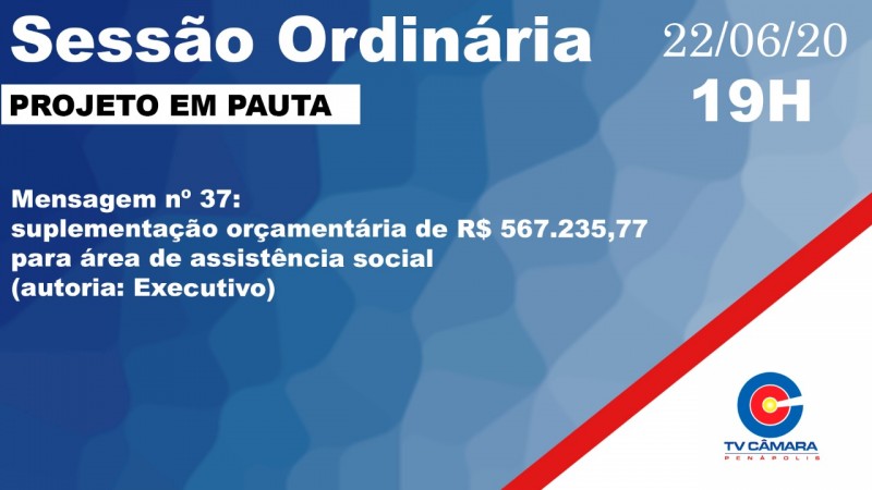 Câmara vota suplementação de R$ 567 mil para assistência social