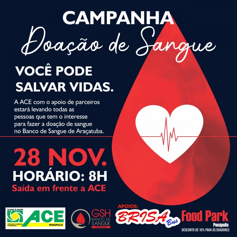 ACE promoverá dia 28 campanha de doação de sangue