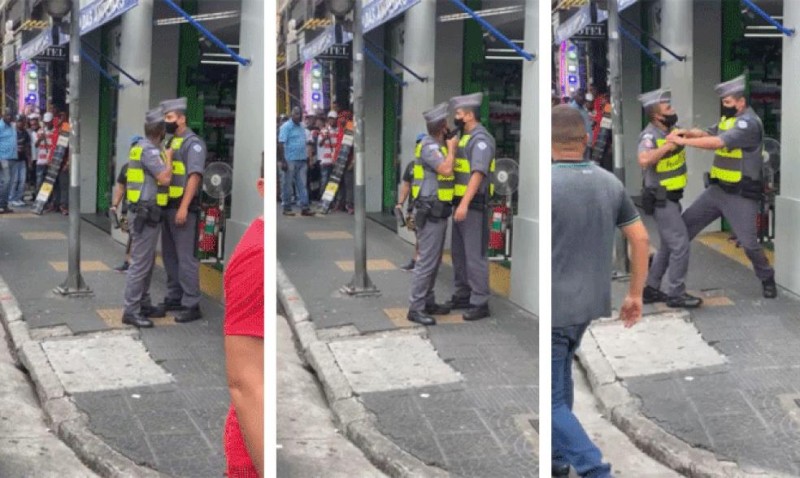 PM aponta arma para o rosto de colega policial após discussão no Centro de SP