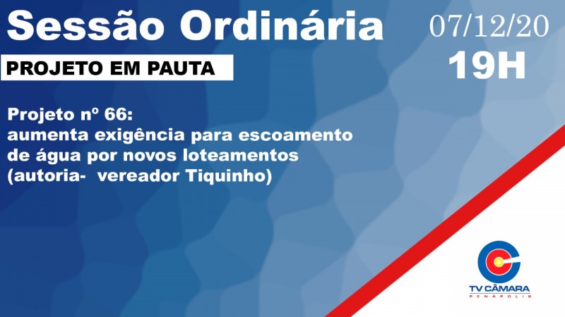 Câmara votará projeto para melhorar escoamento por loteamentos