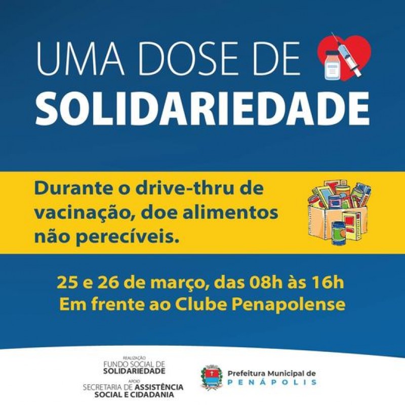 Fundo Social lança campanha “Uma dose de Solidariedade”