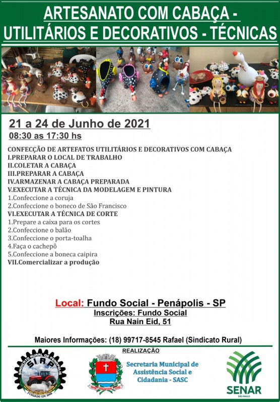 Inscrições abertas para curso de artesanato em cabaça