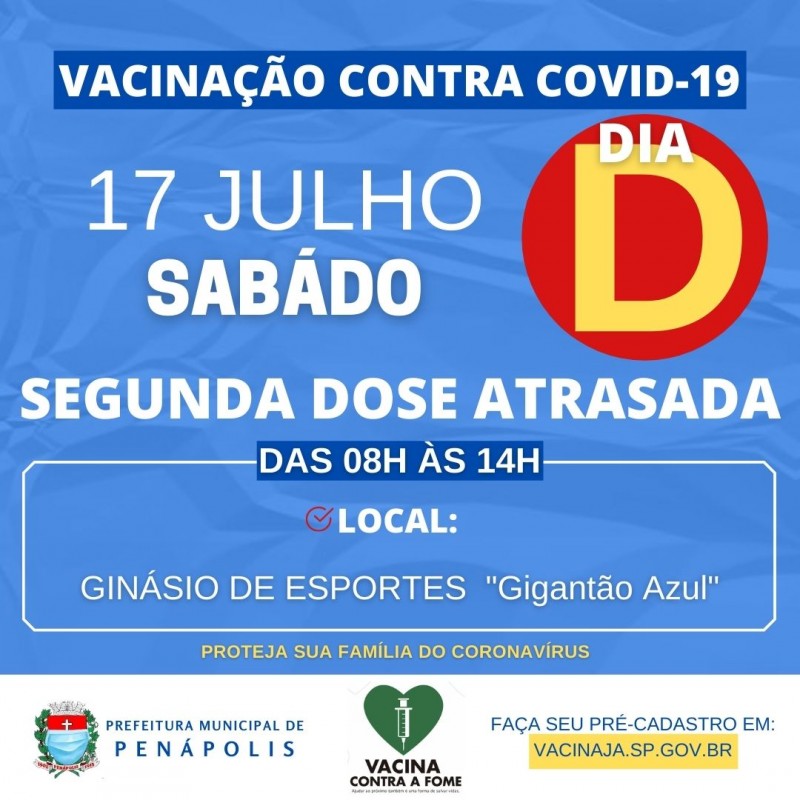 Sábado terá ‘Dia D’ exclusivo para 2ª dose atrasada da Covid no Gigantão Azul