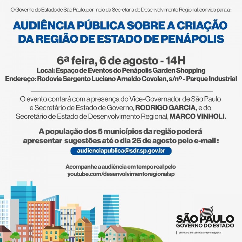 Cidade sediará audiência para criação da ‘Região de Estado de Penápolis’