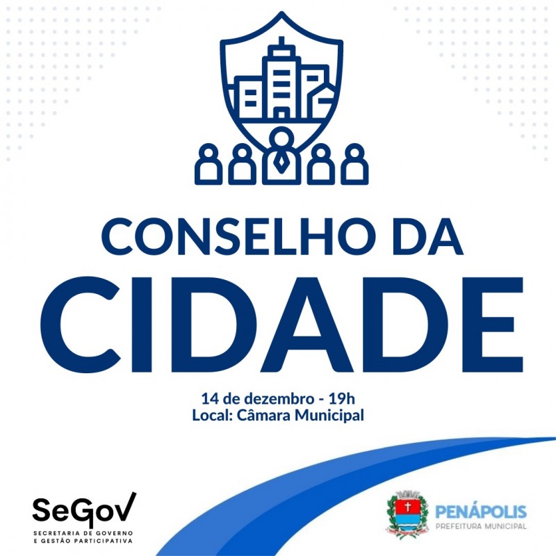 Conselho da Cidade se reunirá em 14 de dezembro