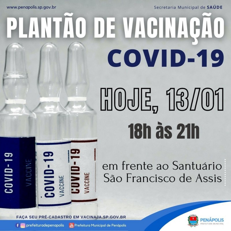 ‘Plantão de Vacinação Covid-19’ acontece nesta quinta-feira em frente ao Santuário