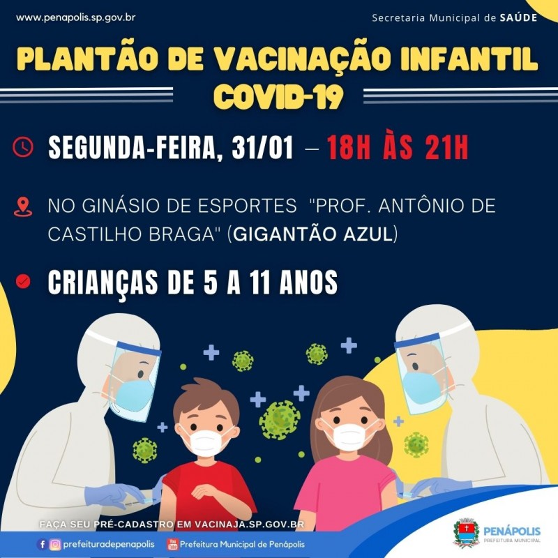 Penápolis realiza ‘Plantão de Vacinação Infantil’ nesta segunda-feira