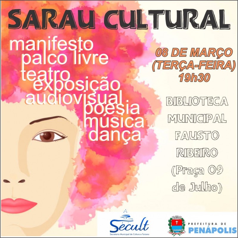 Secult convida para Sarau Cultural dia 8 de março