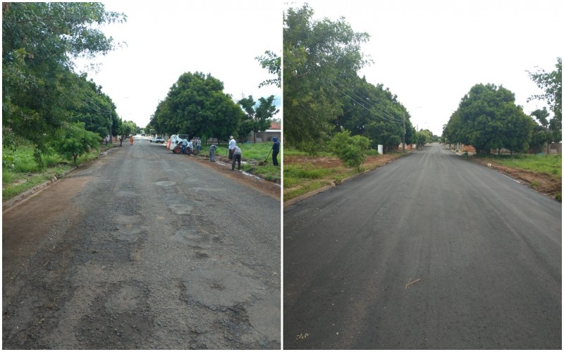 Rua das Palmas recebe recapeamento asfáltico