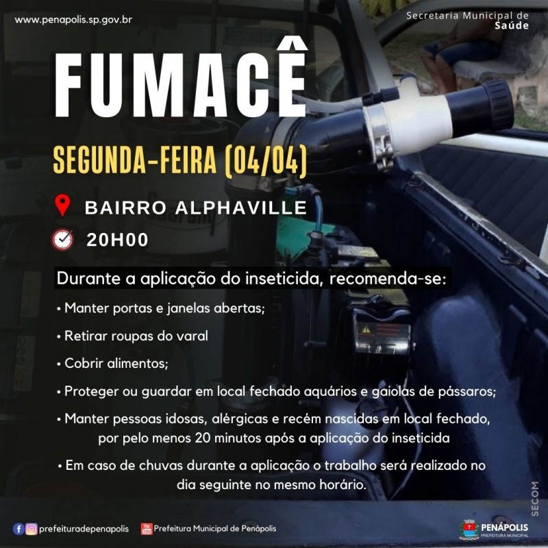 Prefeitura inicia “fumacê contra a dengue” a partir do dia 4