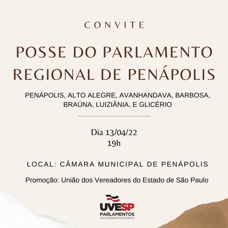 Parlamento Regional de Penápolis terá posse nesta quarta-feira