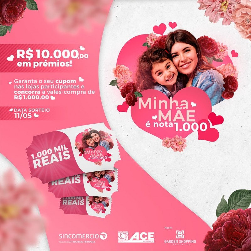 Promoção do Dia das Mães vai sortear R$ 10 mil em vales-compra