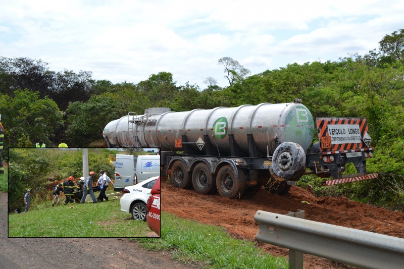 Corpo do motorista que morreu após queda de bitrem em ribeirão é retirado