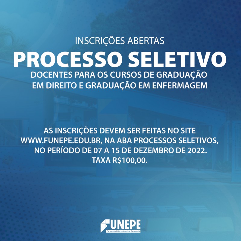 Funepe abre processo seletivo para contratação de docentes