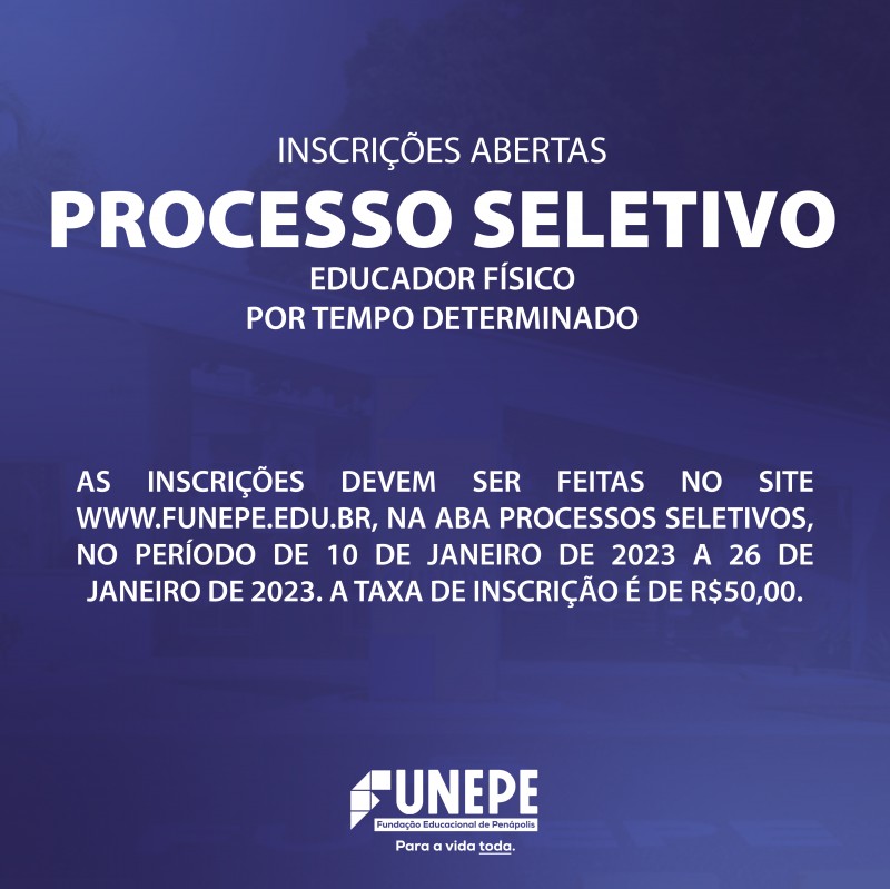 Funepe realiza processo seletivo para contratação de Educador Físico