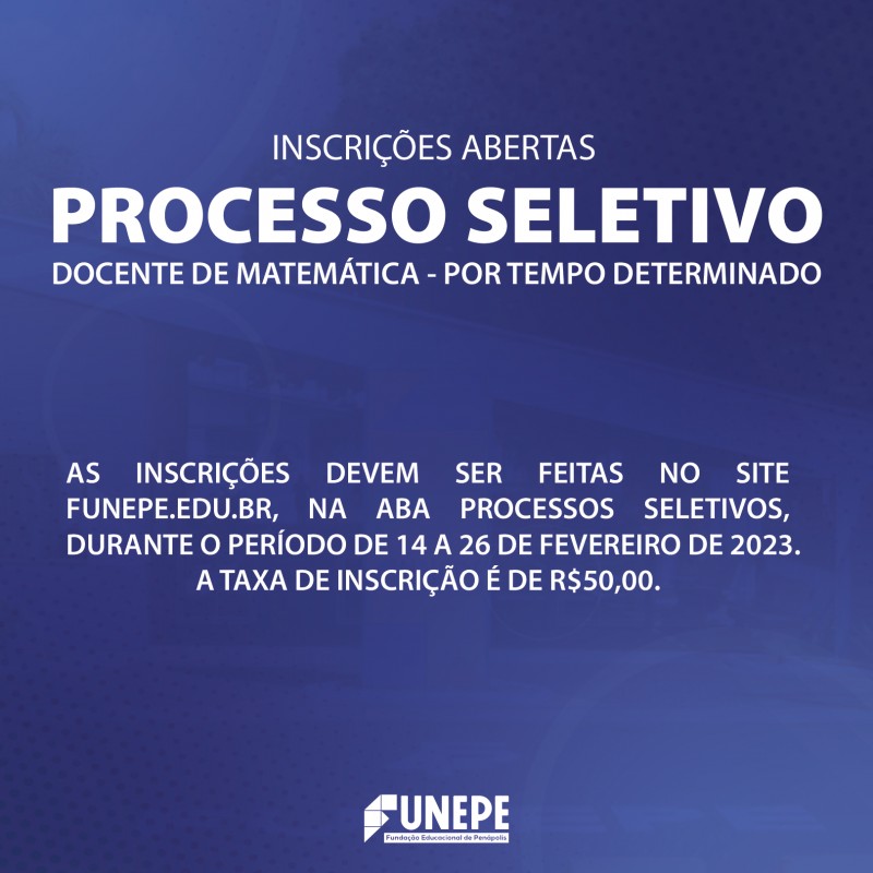 Funepe abre processo seletivo para contratação de docente em Matemática