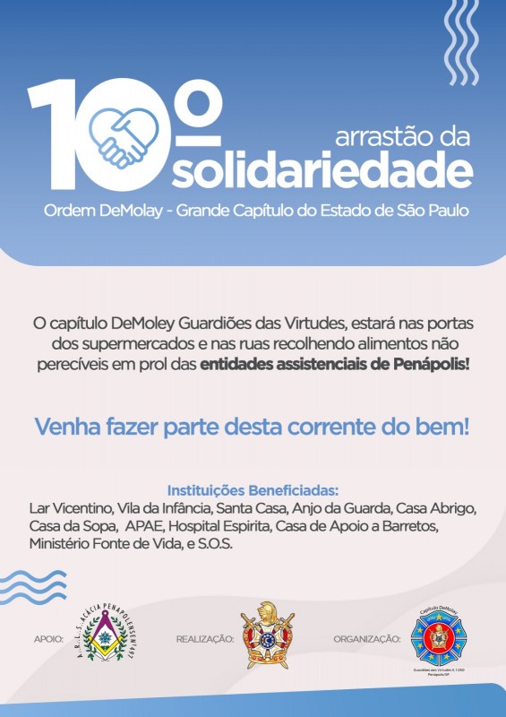 Ordem DeMolay realiza 10º Arrastão da Solidariedade