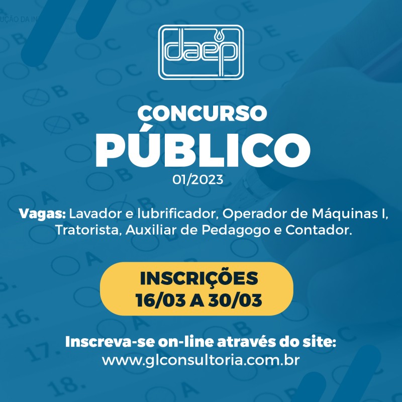 Daep abre inscrições para concurso público