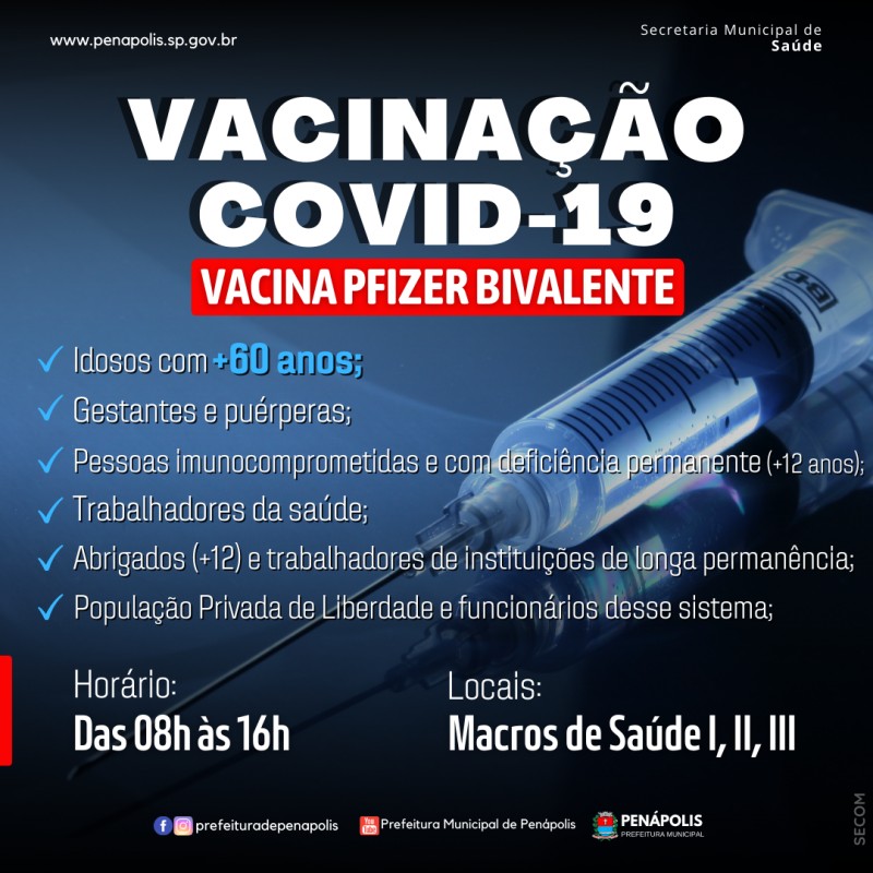 Liberada vacina bivalente para gestantes, puérperas e novos públicos em Penápolis