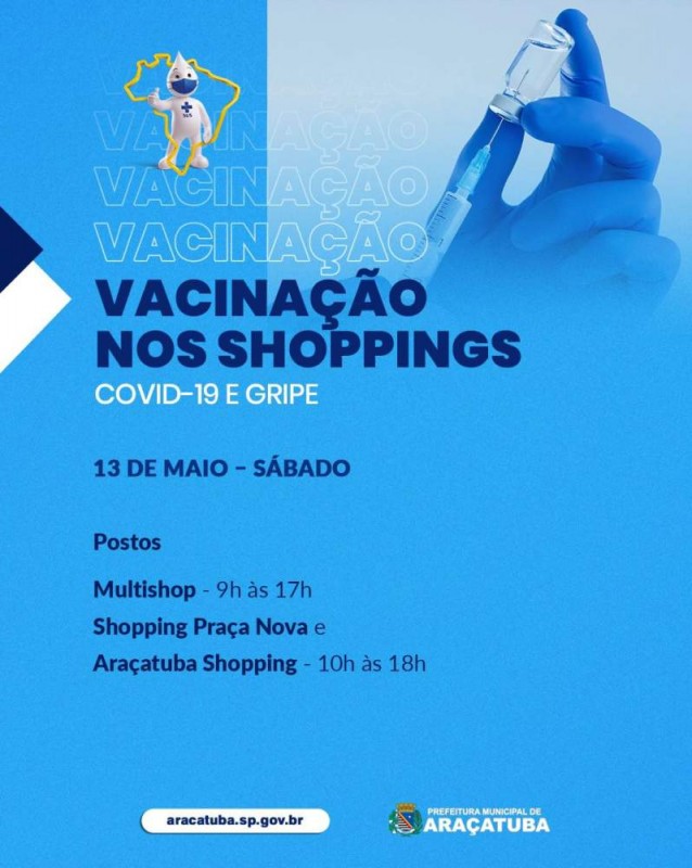 Araçatuba terá vacinação contra gripe e covid em shoppings