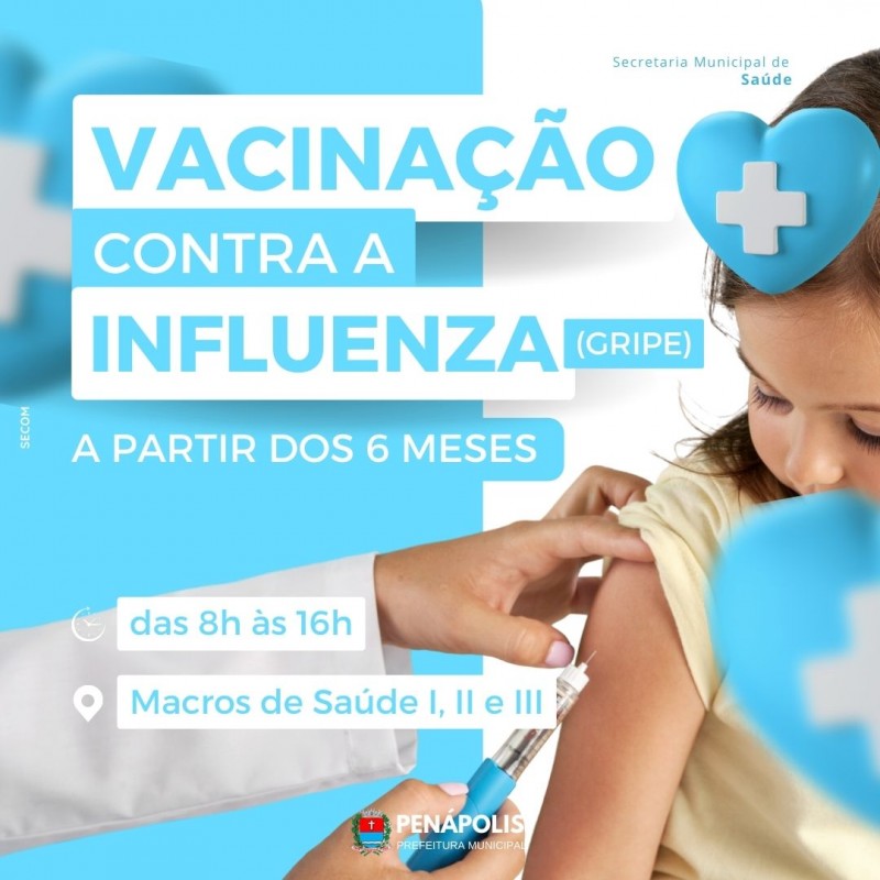 Vacinação contra a gripe é liberada para toda a população a partir de 6 meses