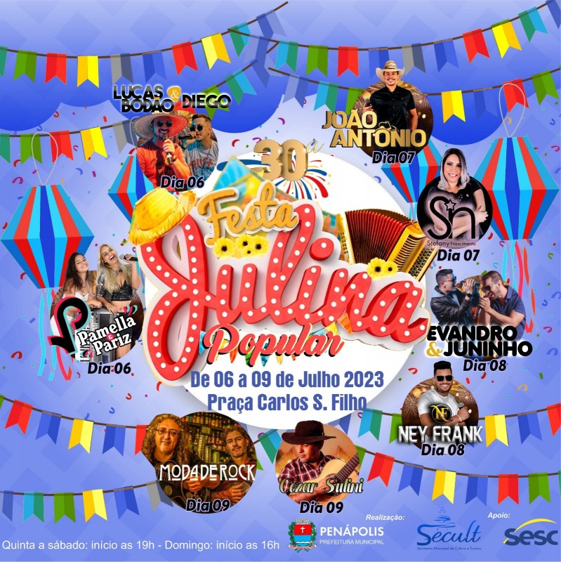 Divulgada programação da Festa Julina na praça Carlos Sampaio