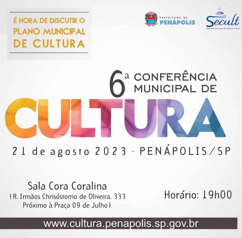 Prefeitura realiza 6ª Conferência Municipal de Cultura dia 21