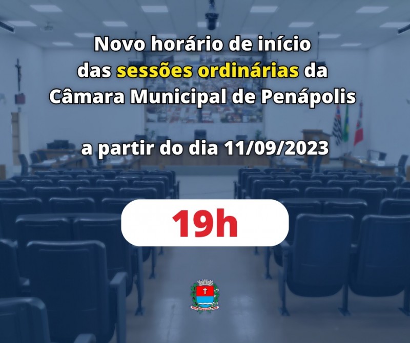 Câmara Municipal muda início das sessões ordinárias para 19h