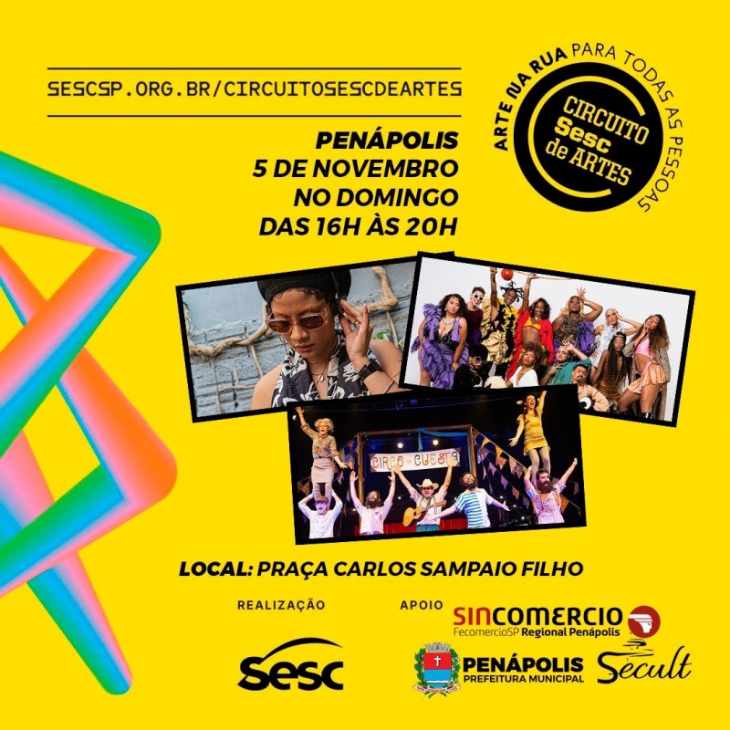 Penápolis recebe neste domingo (5) o Circuito Sesc de Artes