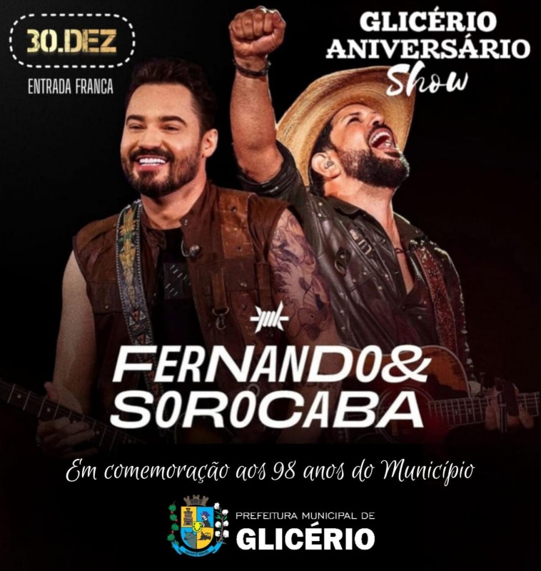 Glicério comemora aniversário com show de Fernando & Sorocaba