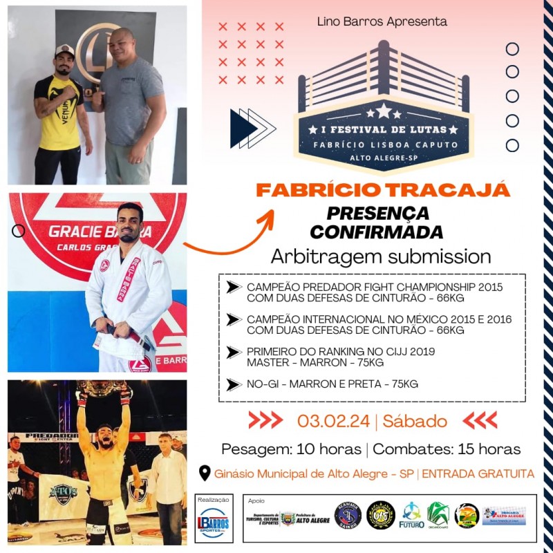 Lino Barros convida toda região para o Festival de lutas em Alto Alegre