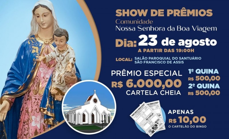 Comunidade católica realiza Show de Prêmios para construção de igreja