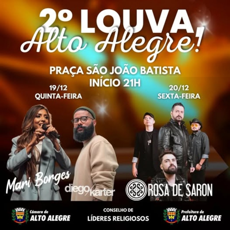 Alto Alegre promove shows religiosos e sertanejo gratuitos para a população