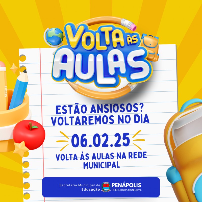 Volta às aulas na rede municipal será dia 06 de fevereiro