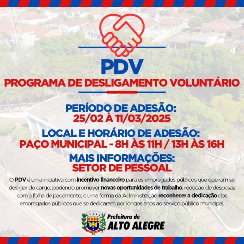 Prefeitura de Alto Alegre lança Programa de Demissão Voluntária