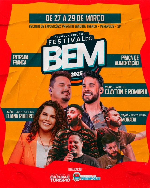 Penápolis terá 2ª edição do “Festival do Bem” de 27 a 29 de março