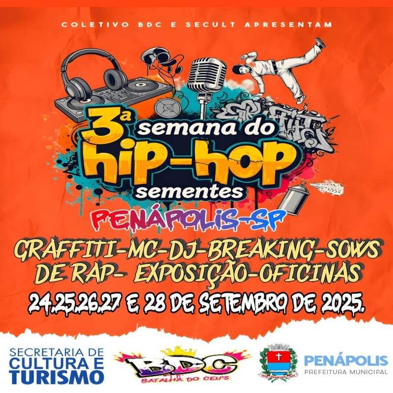 3ª Semana do Hip-Hop de Penápolis começa nesta quarta-feira