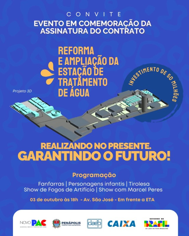 ÁGUA TRATADA: Assinatura de contrato da nova ETA será celebrada com evento especial
