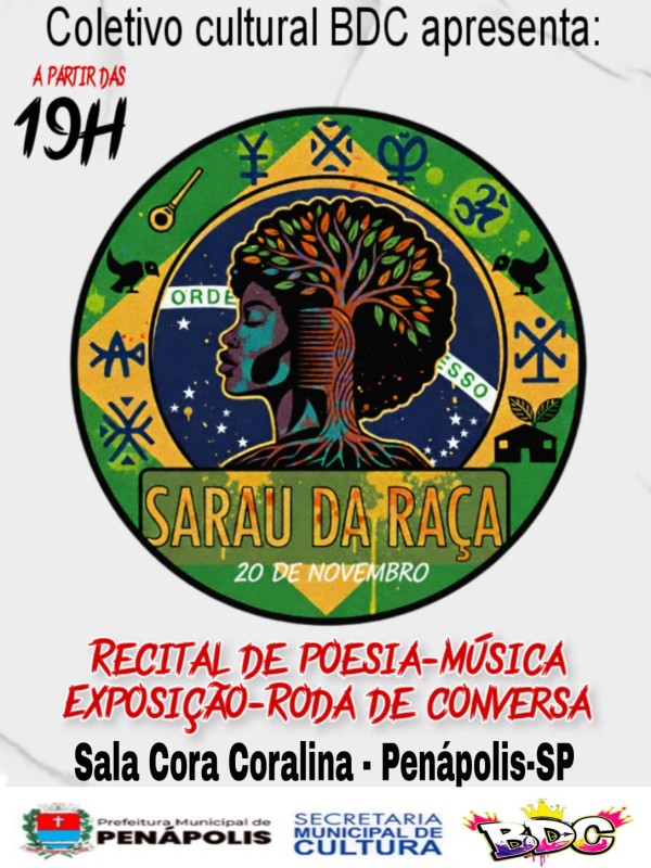 Cultura convida para o Sarau da Raça nesta quinta-feira