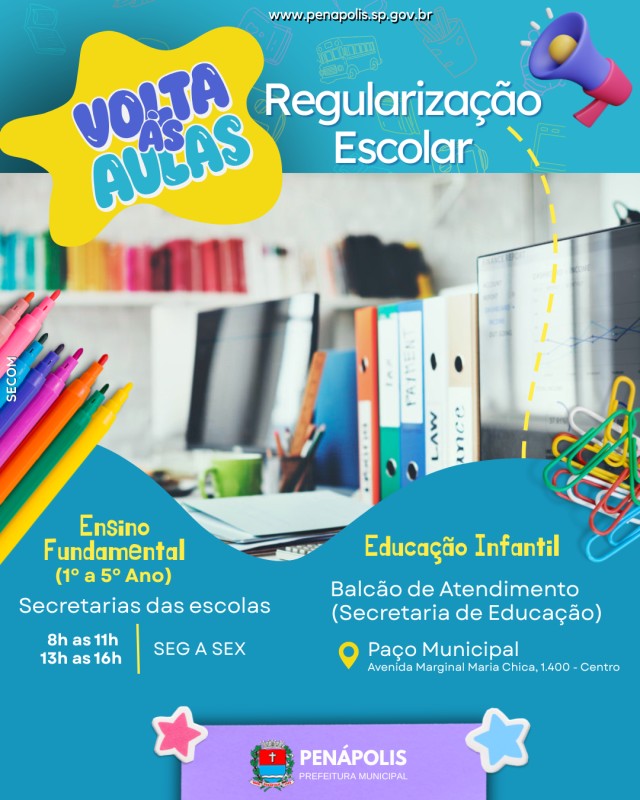 Secretarias das escolas municipais reabrem para regularização escolar