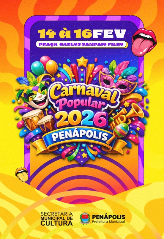 Penápolis terá Carnaval Popular de 14 a 16 de fevereiro