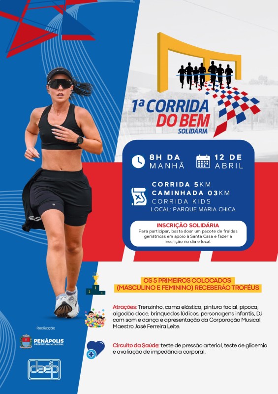 1ª Corrida do Bem vai arrecadar fraldas geriátricas para Santa Casa