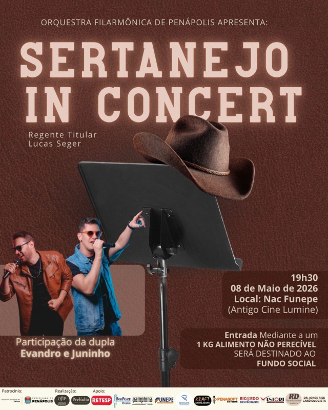 Orquestra Filarmônica apresenta “Sertanejo in Concert” em Penápolis