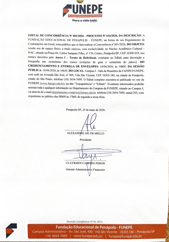 FUNEPE lança edital de concorrência