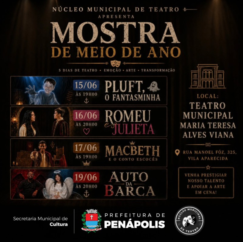 Núcleo de Teatro apresenta Mostra de Trabalhos de 15 a 19 de junho