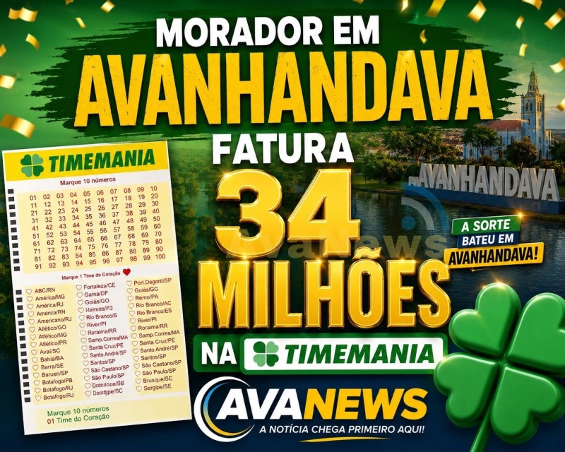 Aposta feita em Avanhandava leva R$ 34 milhões da Timemania