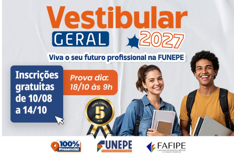Vestibular FUNEPE 2027: inscrições gratuitas para cursos tradicionais já começaram