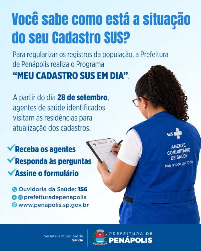Prefeitura lança campanha “Meu cadastro SUS em dia”