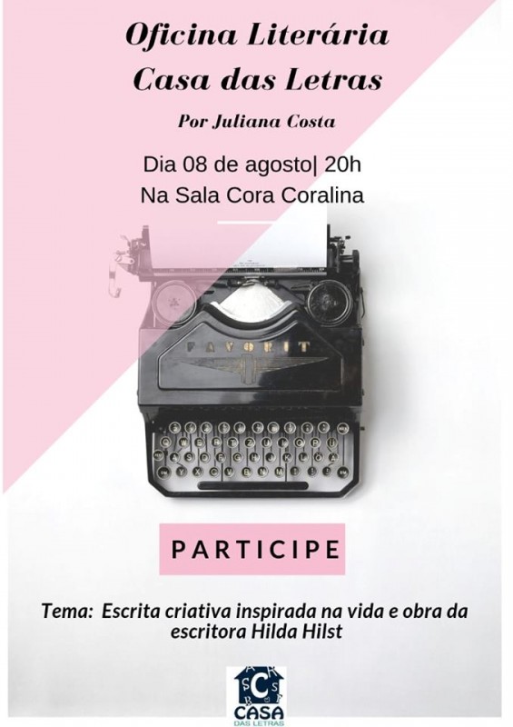 Casa das Letras promove oficina literária inspirada em Hilda Hilst