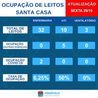 Internados nos leitos de enfermaria e UTI da Santa Casa